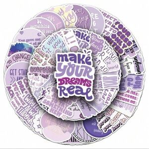 50 pcs Purple Positive Motivational Sticker Set